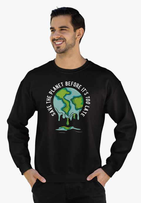 Save the Planet Before It's Too Late - Sweatshirt aus Bio-Baumwollmix white