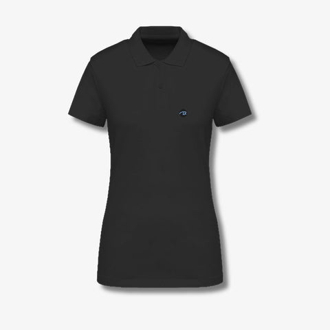 Klassisches Polohemd aus Pikee mit gesticktem schwarz/ hellblauem Logo Icon