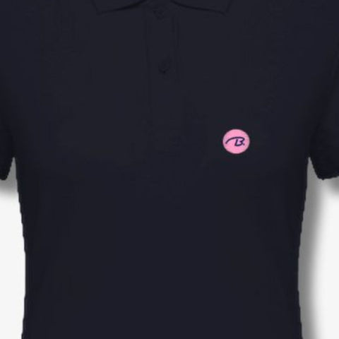 Klassisches Polohemd aus Pikee mit gesticktem rosa/ navy Logo Icon