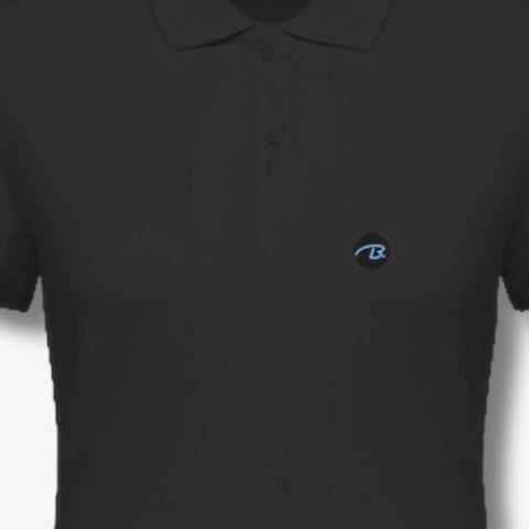 Klassisches Polohemd aus Pikee mit gesticktem schwarz/ hellblauem Logo Icon